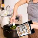 Halloween Skeleton Baker Pot Holders with Pockets, Gifts for Sourdough Bakers, Funny Halloween Skull Oven Pot Holders Heat Resistant Oven Mitts Hot Pads for Kitchen Baking Cooking