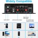 Romicta Stereo Audio Amplifier, 2.0 CH Mini Home Audio Bluetooth 5.0 Stereo Receivers with 400W, FM, AUX, USB, Microphone Input, 12V 5A Power Supply, Power Amplifier for Car Home Bar Party