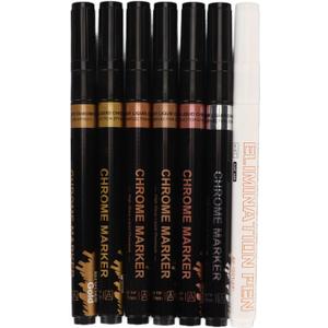 ZIZEV Mirror Marker Pen, Fade 0.7mm Tip Metallic Paint Pen Gold Silver Rose Gold Bronze for Glass for Card, 4PCS