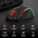Redragon M612 PRO RGB Gaming Mouse, 8000 DPI Wired/Wireless Optical Mouse with 9 Programmable Buttons & 7 Backlit Modes, BT & 2.4G Wireless, Software Supports DIY Keybinds Rapid Fire Button