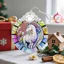 2 x Christmas Ornament, Christmas Decoration, Stained Glass Ornament, Heirloom Keepsakes, Holiday Ornaments, Holiday Presents, Unique Xmas Gifts, Gift Exchange Ornaments, Gift Idea - Unicorn (Unicorn Turning Back)