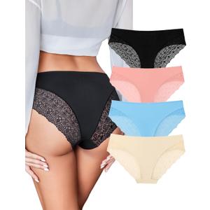2 x Avidlove Sexy Panties for Women Lace Cheeky Bikini Underwear Seamless Hipster