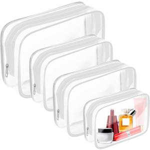 AURUZA Clear Makeup Bag,Portable Travel Toiletry Bags with Zipper, TSA Approved Clear Organizer Bags, PVC Cosmetic Pouch for Airport Airline Compliant (EXP 11/21/35)