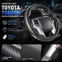 Steering Wheel Cover for Toyota 4Runner Tacoma Tundra Sequoia, Black | Nappa Leather, Carbon Fiber Texture, Anti-slip Grip, Non-slip, Large Size 15.5-16"
