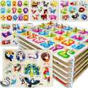 QUOKKA Wooden Puzzles for Toddlers 1-3 - 6XSET Toddler Puzzles Ages 2-4 with Rack - Learning Alphabet - Numbers - Animals Montessori Toy for Kids 3-5 - Wood Games Gift for Boys and Girls