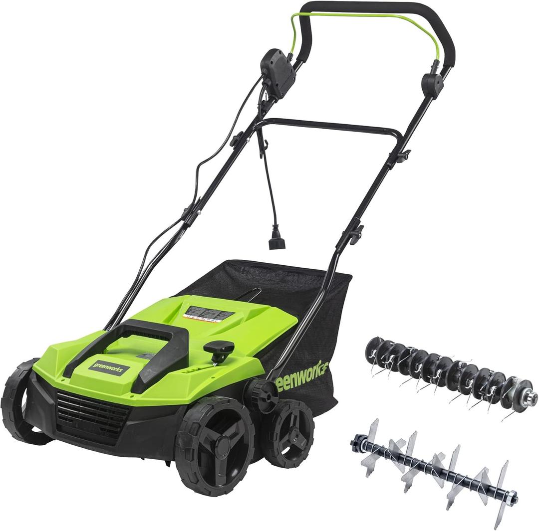 Greenworks 13 Amp 14-Inch Corded Dethatcher / Scarifier, DT13B00