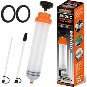 HORUSDY 500CC Fluid Extractor Automotive, Oil Extractor/Oil Syringe, Fluid Syringe Pump Manual Suction Vacuum Fuel Car Transfer