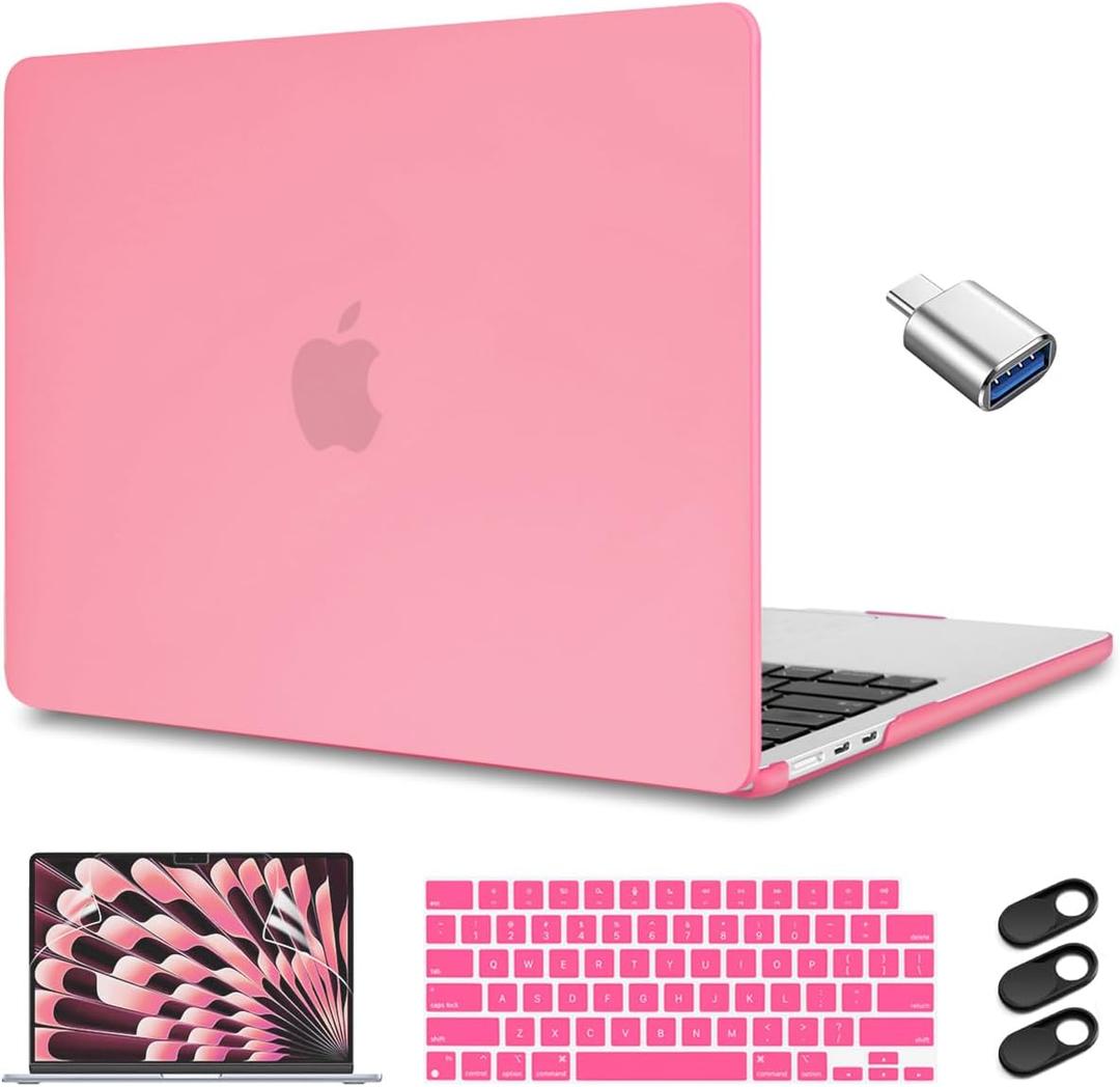 CISSOOK for 2023-2026 MacBook Air 15 inch Case Pink, Plastic Hard Shell Case with Keyboard Cover and Screen Protector for MacBook Air 15 M5 M4 M3 M2 Chip Model A3448 A3241 A3114 A2941 - Matte Pink