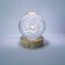 STEM Carbon Atom Laser Engraved Switched LED Illuminated with Diffuser 3D Crystall Ball Home or Office Decoration Lamp Night Light Shelf Table Desk Ornament Paper Weight Science Chemistry Biology Gift