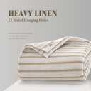 Awellife Boho Shower Curtains for Bathroom,Beige Linen Texture Shower Curtain with Striped Tassels 72x72 Inches Neutral