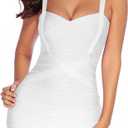 meilun Women's Celebrity Bandage Bodycon Dress Strap Party Pencil Dress (Large, White)