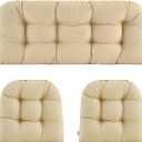Wicker Chair Cushions of 3 Pieces Waterproof Tufted Outdoor Seat Cushions for Patio Furniture Sofa Settee Couch,1 Loveseat and 2 U-Shaped Cushions,Beige