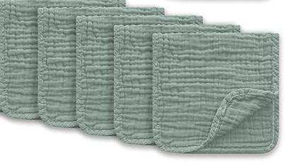 Ease Cubs Muslin Burp Cloths Large 100% Cotton Hand Washcloths for Boys & Girls, Baby Essentials Extra Absorbent and Soft Burping Rags for Newborn Registry (Green, 5 Pack, 20" X10") : Baby