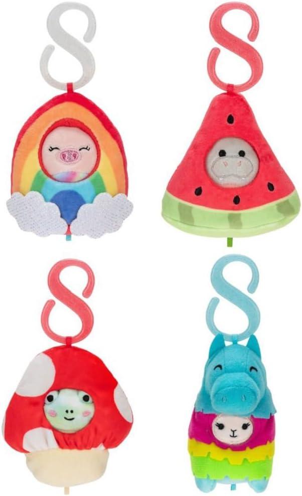 Squishville by Original Squishmallows Style & Play Clips - 4 Pack Mystery Bundle - Clip-On and Link Together - 12 Possibilities Chosen at Random