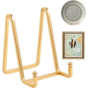 Plate Holder Easel Display Stand - 4.5 inch Metal Plate Stands for Display - Tabletop Picture Stand - Gold Iron Easels for Display Pictures | Photo Frames | Book | Decorative Plates | Plaque -1 Pack