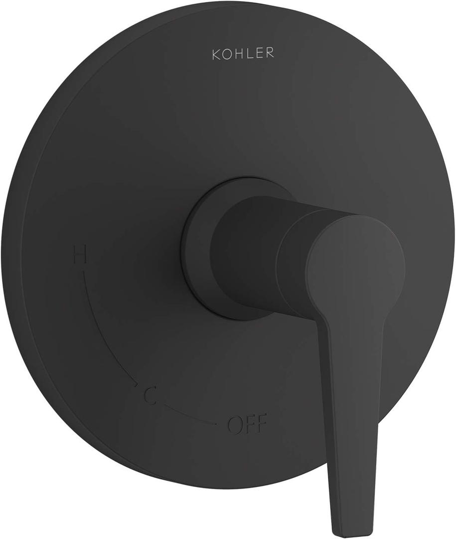 KOHLER K-TS74042-4-BL Pitch Rite-Temp Valve Trim, Shower Trim Faceplate with Lever Handle, Trim Only, Requires Valve, Matte Black