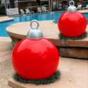 Thyle 2 Pcs Outdoor Christmas Ball Decorations with Wreath Giant 8'' Extra Large PVC Hanging Christmas Ornaments Plastic Garden Decorations with Hanging Loop for Upstairs Xmas Indoor Decors