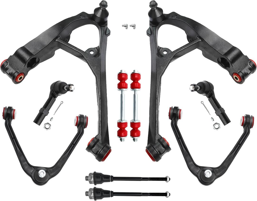 10pc Front End Upper and Lower Control Arms Suspension Kits with Polyurethane for 1999-2006 Chevy Silverado GMC Sierra 1500, 2000-2006 Suburban 1500 Tahoe Yukon/Yukon XL 1500