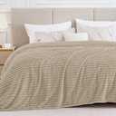 BEDELITE King Size Blanket for Bed, 300GSM Soft & Warm Fleece Blanket, Decorative and Giftable Striped Linen Blankets for Women, Men, 108"x90"