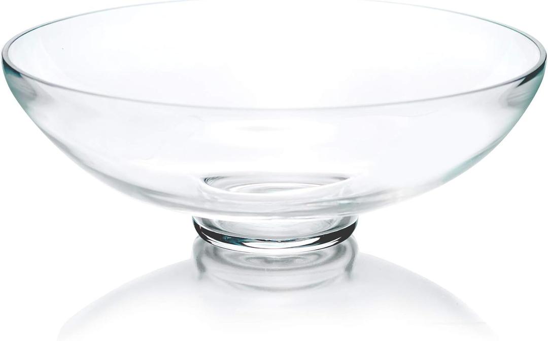CYS EXCEL Glass Decorative Footed Bowl (H:4.5" D:12") | Fruit Display & Terrarium Bowl | Compote Vase & Kitchen Table Centerpiece