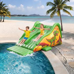 125 Inch Giant Inflatable Dinosaur Pool Slide for Kids & Adults, Swimming Pool Play Center Inflatable Water Slide for Inground Above Ground Pools, Summer Backyard Parties for Kids & Adults