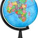 GOCHANGE Classroom Globe, 13in Political Teaching Tool with HD Waterproof & Writable Erasable Surface, Full Length 19.7 inch, 360 Spinning for Education & Desk Decor (Blue)