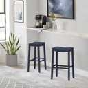 Hillsdale Fiddler Wood Backless Bar Height Stool with Saddle-Style Seat, Navy