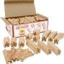 Wooden Train Track 52 Piece Set-18 Feet Of Track Expansion - 5 Distinct Pieces - 100% Compatible with All Major Brands Including Thomas Wooden Railway System: Screen Free Christmas Gift For Toddlers (Large)