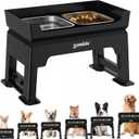 3-in-1 Elevated Dog Bowls Dual Layer - Mess Proof 6 Heights Adjustable Raised Dog Bowl Stand 6" to 16", Feeding Satioin with 1.6L Stainless Steel Bowls, Slow Feeder Plate, Medium to Large Pets (54oz Water Bowl & 54oz Food Bowl)