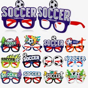 12 Pcs Soccer Party Favors Glasses Football Themed Glasses Bulk Sport Party Eyeglasses for Soccer Team Gifts Birthday Goodie Bags Stuffers Photo Booth Props