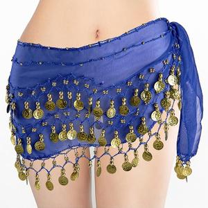 MOLFUJ Belly Dance Hip Scarf with 128 Gold Coins, Belly Dancer Belt Scarf Skirt for Women