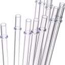 Dakoufish 8 Inch Clear Reusable Thick Plastic Replacement Drinking Straws for 12 oz &16 oz Mason Jar Tumblers,Set of 12 Pcs Straws with Cleaning Brush (8inch, Clear)