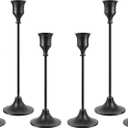 NLBTW Set of 6 Black Candle Holders for Taper, Vintage Candlestick Holder Decorative Metal Candle Sticks Home Decor Centerpieces for Table Mantel Festive Decorations