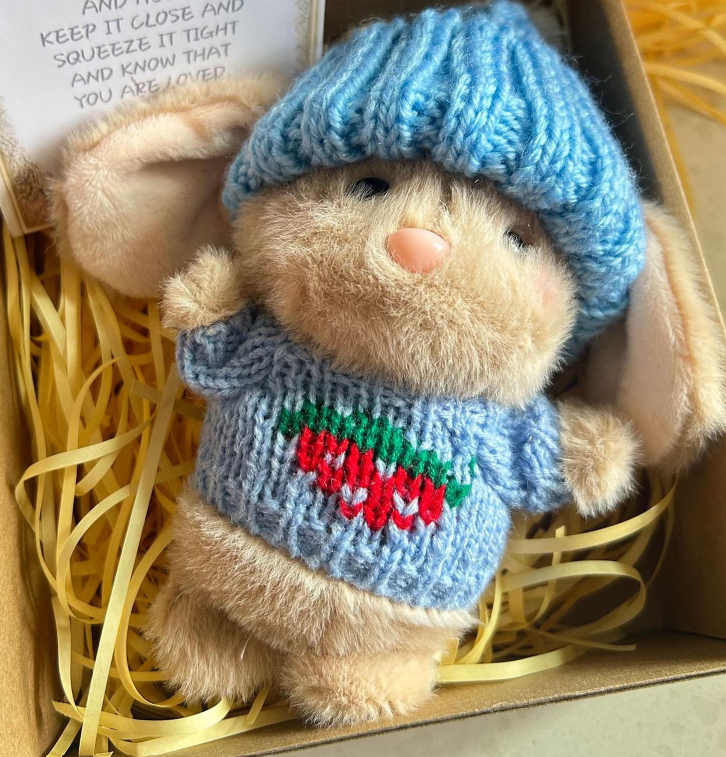 Mini Bunny Hug Cute Easter Gift Plush 2025 Bunny in a Box Hugs Positive Bunny Stuffed Animal Rabbit Soft Floppy Easter Ideas Bunnies Basket Stuffers Doll Emotional Support Inspirational Gifts 