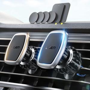 LISEN Pack of 1 Magnetic Phone Holder for Your Car - 6 Military Magnets Vent Cell Phone Mount (Silver) (Sliver)