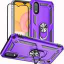Samsung Galaxy A01 Phone Case, Samsung A01 Phone Case with Screen Protector, Military Grade Protective Cases with Ring for Samsung Galaxy A01 (Purple)