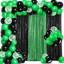 137 Pcs Graduation Decorations 2025 Balloon Garland Kit Sequin Backdrop Curtain Congrats Grad Party Decor Photo Backdrop Prop for Graduation Weeding Birthday(Black Green)
