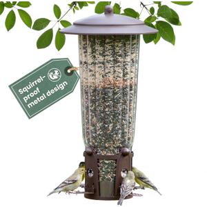 Perky-Pet 334-1SR Squirrel-Be-Gone Max Large Wild Bird Feeder with Flexports, Squirrel Proof Bird Feeder with Weight-Activated Perches - 4LB Seed Capacity