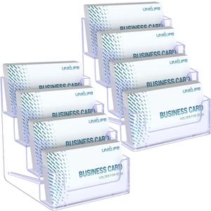 Uniclife 2 Pack Acrylic Business Card Holder for Desk 4 Slots Clear Business Card Display Stand for Men & Women Desktop Business Card Organizer Card Stand for Office Home Exhibition, 240 Card Capacity