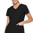 Dickies Scrubs Top for Women, V-Neck Womens Scrub Tops, Contemporary Fit with 4 Pockets - 85906 (Large, Black)