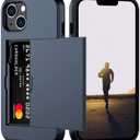 Nvollnoe for iPhone 13 Case with Card Holder Heavy Duty Protective Dual Layer Shockproof Hidden Card Slot Slim Wallet Case for iPhone 13 for Women&Men(Blue)