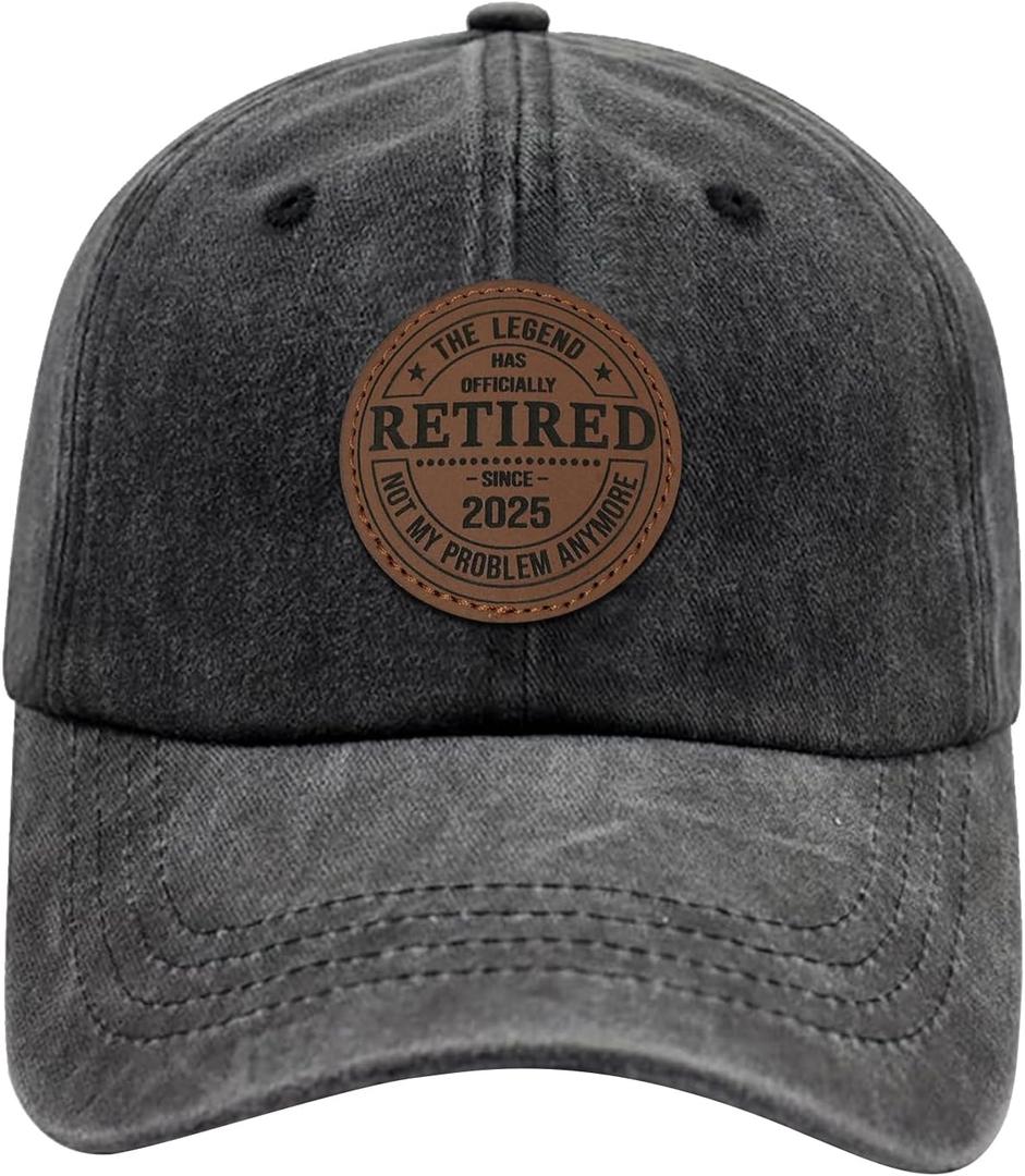 3 x 2025 Retirement Gifts Funny Retired Gifts for Men/Women,Retired Hats Retirement Trucker Hat Mesh Leather Baseball Cap (Black)