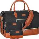 Weekender Bag for Women, Travel Duffel Bag Carry On Overnight Bag with Shoe Compartment Large Nylon Travel Weekend Tote Bag (4-Black)