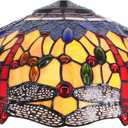 Large Tiffany Lamp Shade Replacement Only 16Inch Stained Glass Lampshade Fit For Table Lamps FLoor Lamp Ceiling Fixture Pendant Hanging Light Home Office Decoration (Yellow Dragonfly)