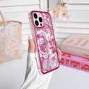 NITITOP Compatible with iPhone 13 Pro Case Clear Cute Rose Flower Floral Leaves Pattern for Women Girls Color Frame Slim Durable Shockproof Protective Phone Cover - Rose Red