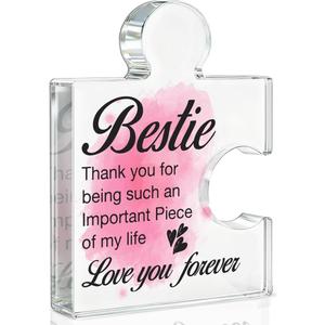 Bestie Gifts for Women Girls, Friendship Gifts for Best Friends Sister BFF, Bestie Acrylic Puzzle Plaque Decorative, 4.6*3.5*0.6 inches