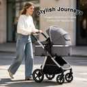 2-in-1 Convertible Baby Stroller, Newborn to Toddler 0-36M, Reversible Fully Reclining Seat, One-Hand Fold, All-Wheel Spring Suspension, 5-Point Safety Harness, Gray