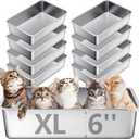 Tioncy 10 Pack Stainless Steel Litter Box for Cat,23.5 x 15.5 x 6 Inch Extra Large Metal Litter Box Non Stick Litter Pan with High Sides Never Absorbs Odor, Rustproof for Cat Dog