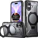 Poetic Spartan Case with Ring Stand for iPhone 17, [Camera Control Button][Magsafe Compatible],Full Body Rugged Shockproof Protective Cover Case, Metallic Gun Metal