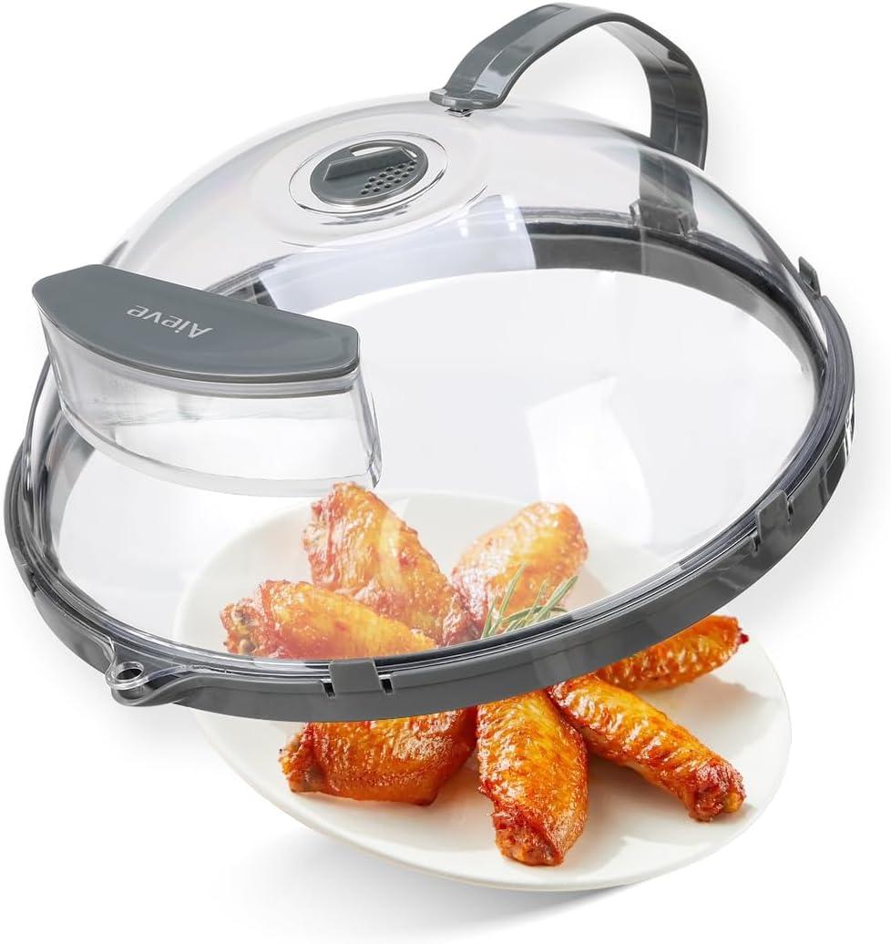 Aieve Microwave Splatter Cover with Water Tank, Microwave Cover for Food Splatter Guard BPA Free